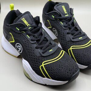 ZUMBA Air Stomp Remix Sneakers Women Size 9.5 Black/Yellow Low Top Dance